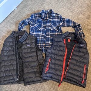 Boys Patagonia Down Vest Bundle with Patagonia Plaid Shirt - all size M (10)